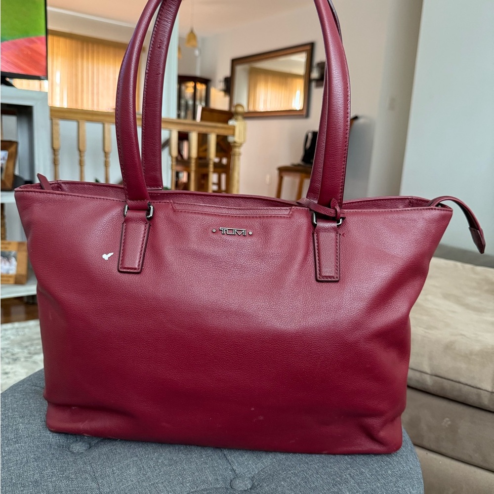 Tumi Burgundy Leather Tote